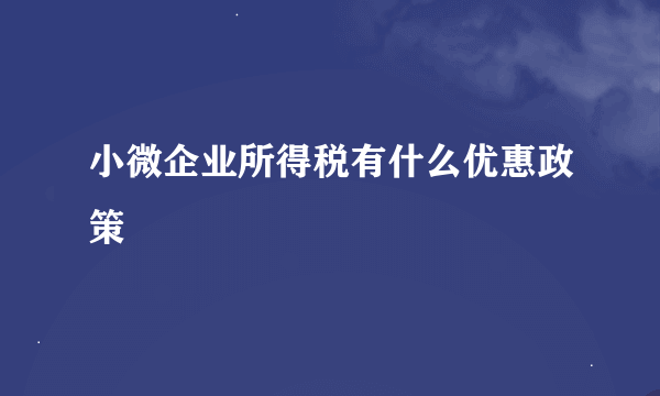 小微企业所得税有什么优惠政策