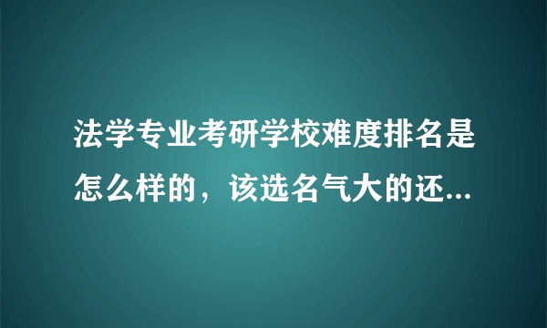 法学专业考研学校难度排名是怎么样的，该选名气大的还是专业法学院校?