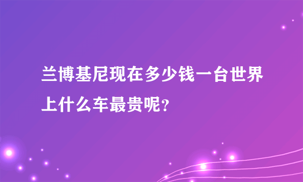 兰博基尼现在多少钱一台世界上什么车最贵呢？