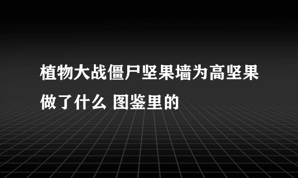 植物大战僵尸坚果墙为高坚果做了什么 图鉴里的