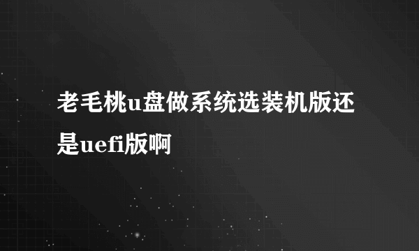 老毛桃u盘做系统选装机版还是uefi版啊