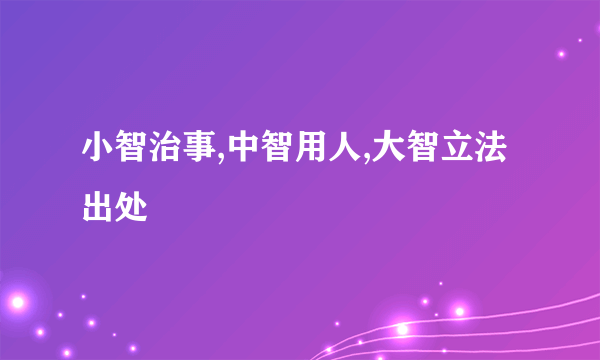 小智治事,中智用人,大智立法出处