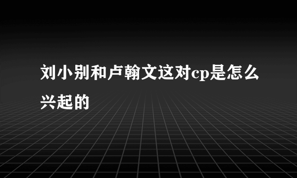 刘小别和卢翰文这对cp是怎么兴起的