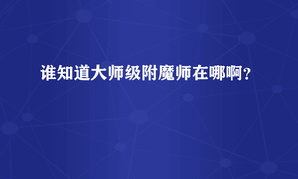 谁知道大师级附魔师在哪啊？