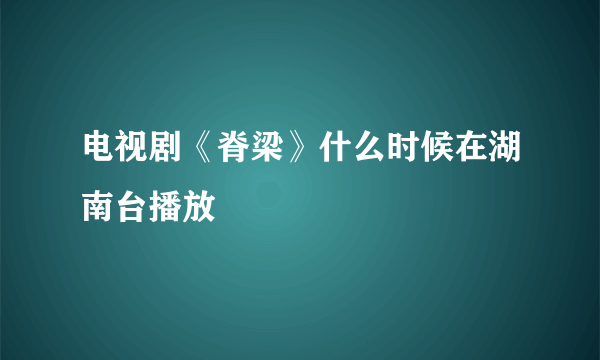 电视剧《脊梁》什么时候在湖南台播放