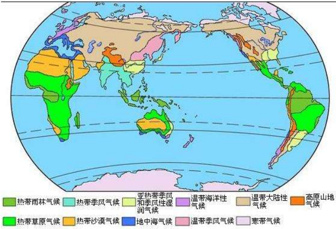 世界气候类型分布图