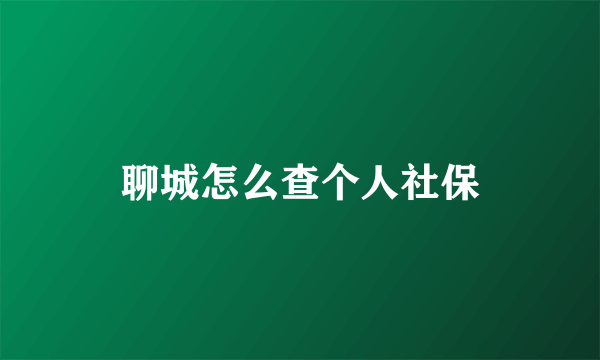 聊城怎么查个人社保