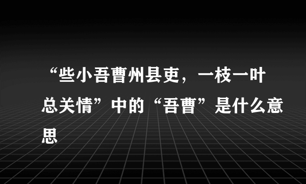 “些小吾曹州县吏，一枝一叶总关情”中的“吾曹”是什么意思