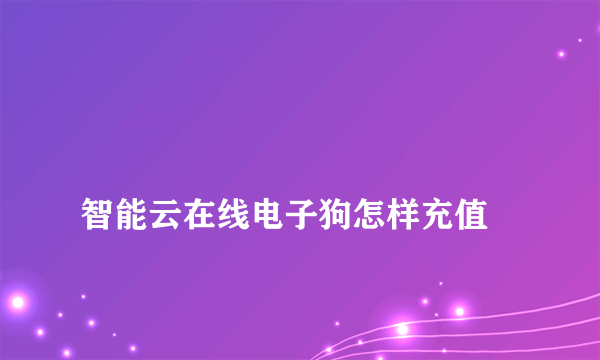 
智能云在线电子狗怎样充值
