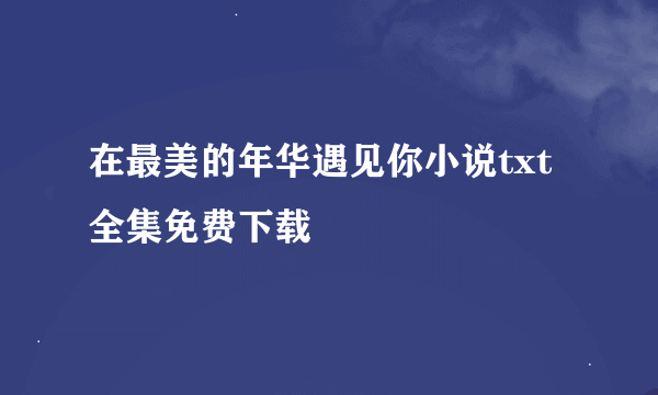 在最美的年华遇见你小说txt全集免费下载