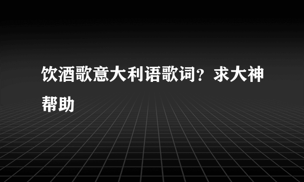 饮酒歌意大利语歌词？求大神帮助