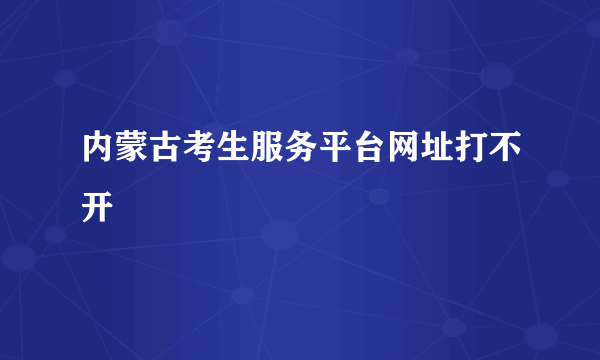 内蒙古考生服务平台网址打不开