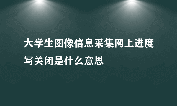 大学生图像信息采集网上进度写关闭是什么意思