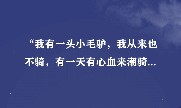 “我有一头小毛驴，我从来也不骑，有一天有心血来潮骑它去赶集…”后面的歌词是什么？歌名是什么啊？