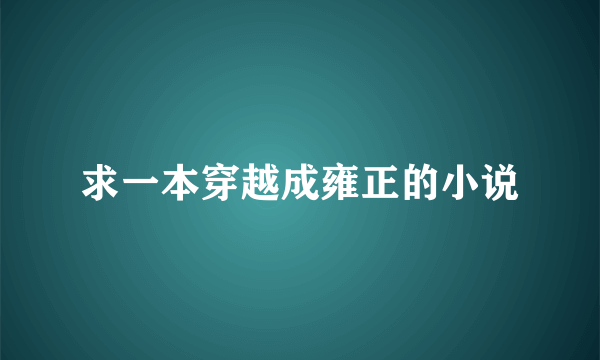 求一本穿越成雍正的小说