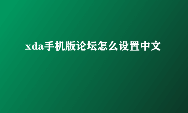 xda手机版论坛怎么设置中文