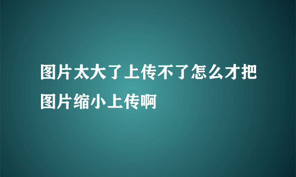 图片太大了上传不了怎么才把图片缩小上传啊