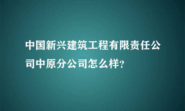 中国新兴建筑工程有限责任公司中原分公司怎么样？