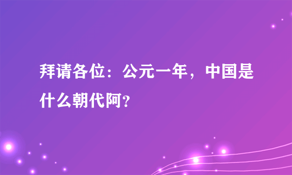 拜请各位：公元一年，中国是什么朝代阿？