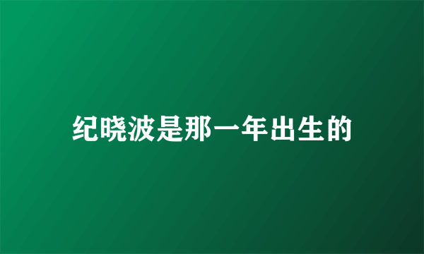 纪晓波是那一年出生的