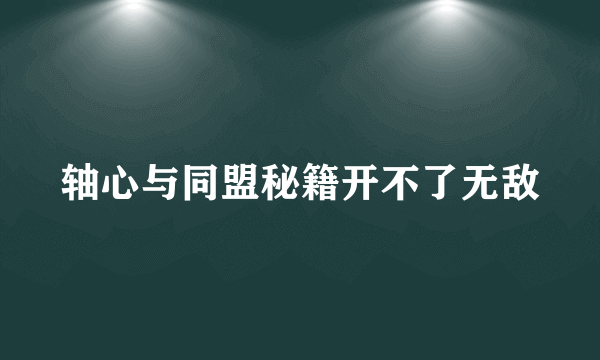 轴心与同盟秘籍开不了无敌