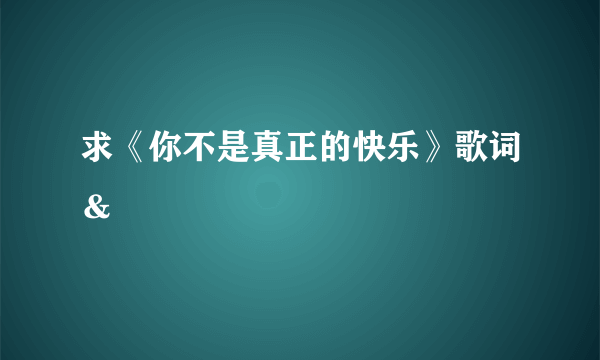 求《你不是真正的快乐》歌词＆