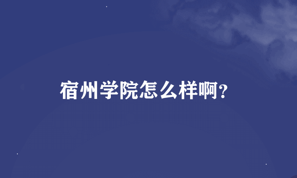 宿州学院怎么样啊？