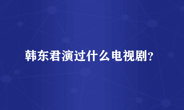 韩东君演过什么电视剧？