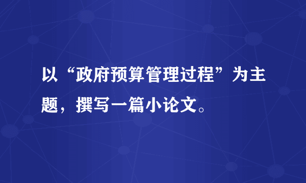 以“政府预算管理过程”为主题，撰写一篇小论文。