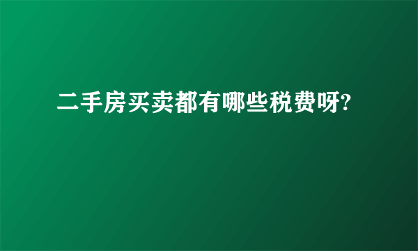 二手房买卖都有哪些税费呀?