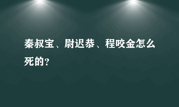 秦叔宝、尉迟恭、程咬金怎么死的？