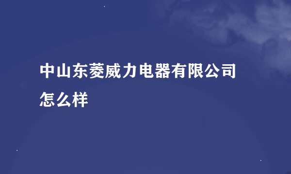 中山东菱威力电器有限公司 怎么样