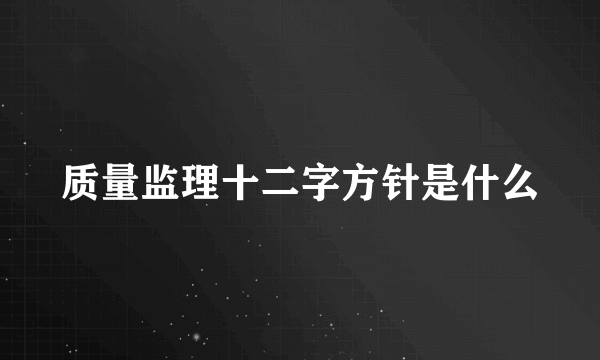 质量监理十二字方针是什么