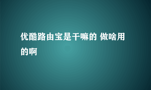 优酷路由宝是干嘛的 做啥用的啊