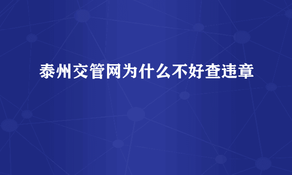 泰州交管网为什么不好查违章