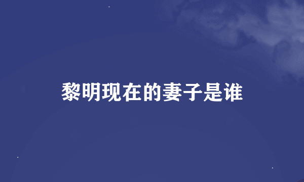 黎明现在的妻子是谁