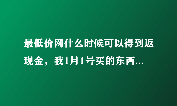 最低价网什么时候可以得到返现金，我1月1号买的东西到3月1号，已经过了两个月了可是返利金额还是没到？