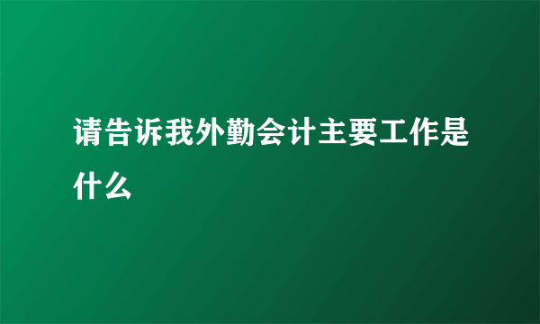 请告诉我外勤会计主要工作是什么