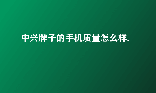 中兴牌子的手机质量怎么样.