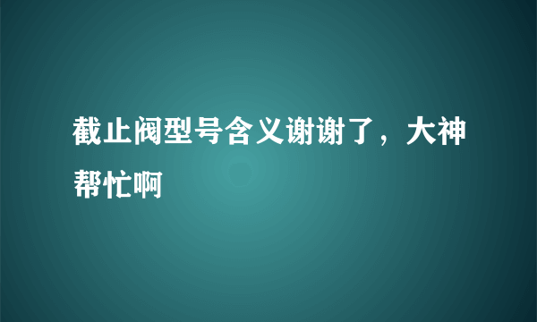 截止阀型号含义谢谢了，大神帮忙啊