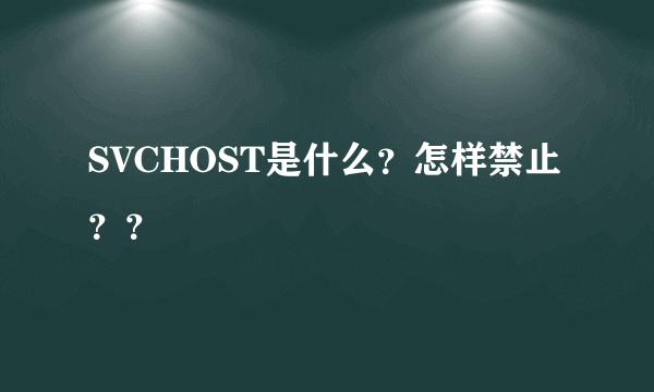 SVCHOST是什么？怎样禁止？？