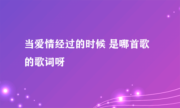 当爱情经过的时候 是哪首歌的歌词呀