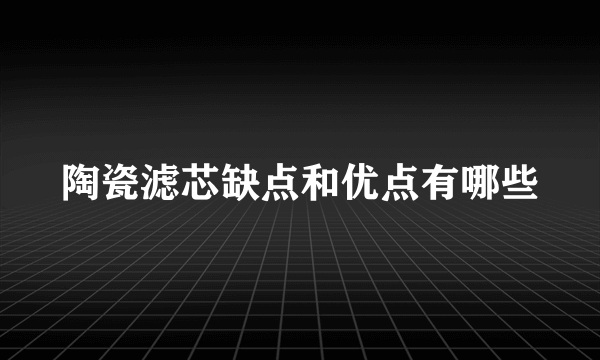 陶瓷滤芯缺点和优点有哪些