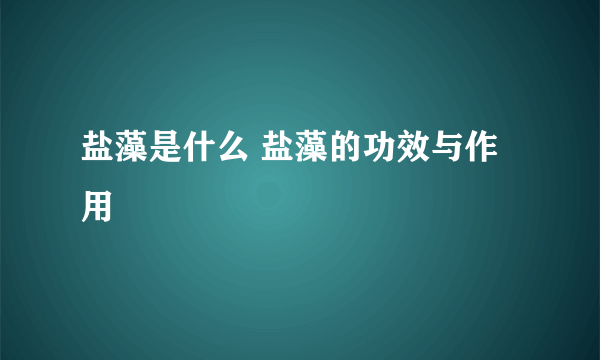 盐藻是什么 盐藻的功效与作用