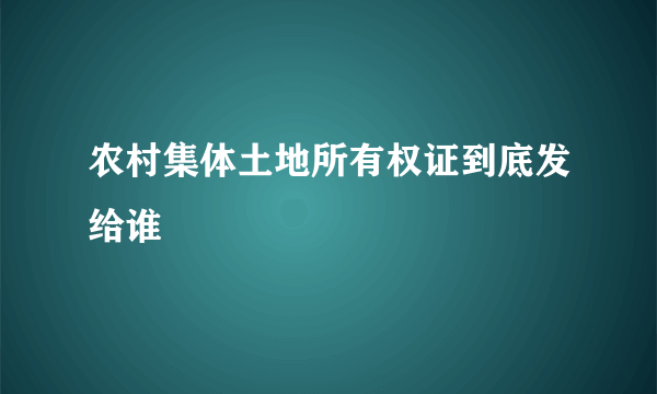 农村集体土地所有权证到底发给谁