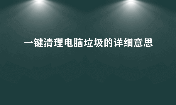 一键清理电脑垃圾的详细意思