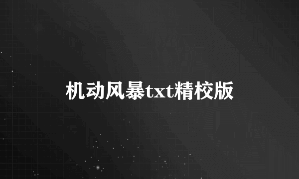 机动风暴txt精校版