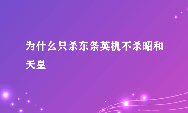 为什么只杀东条英机不杀昭和天皇