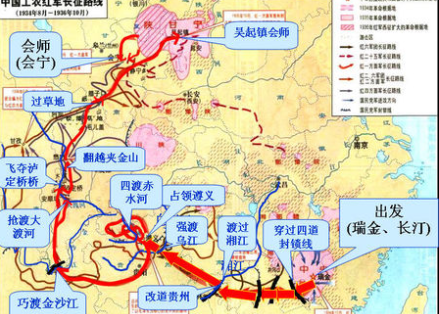 中国红军长征时经过哪几个省？