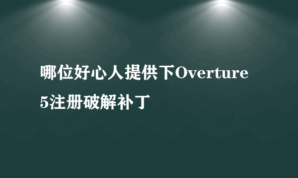 哪位好心人提供下Overture 5注册破解补丁